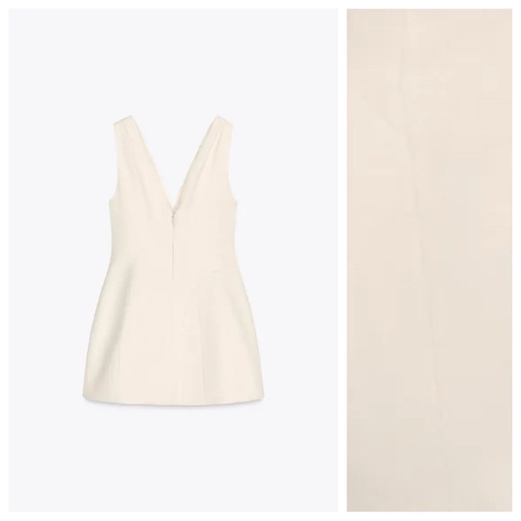 NWT. Zara ZW Collection Ecru Voluminous Short Dress. Size XS. - Picture 6 of 12